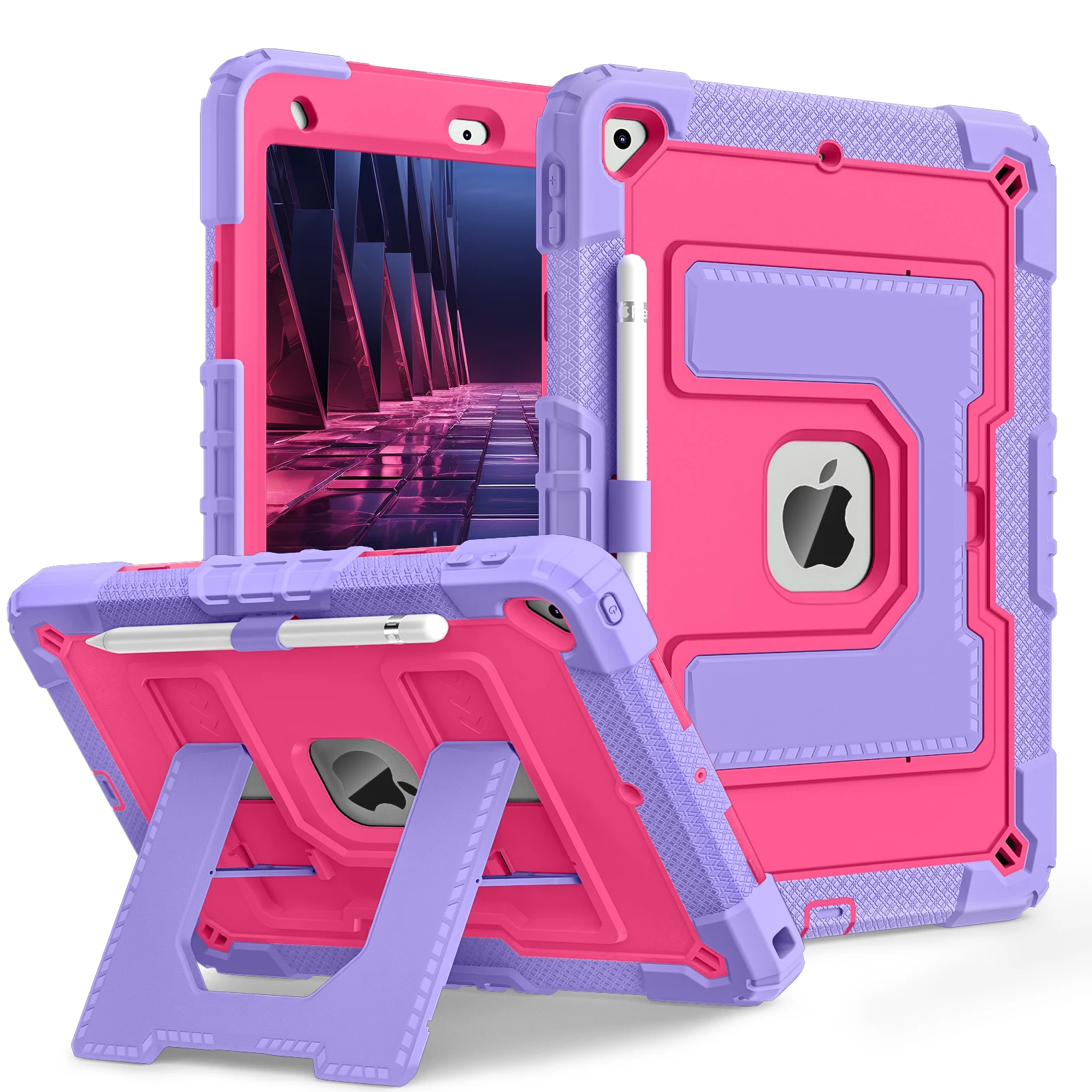 Larger Stand Hybrid Case For iPad 10.2 7th 8th 9th Generation 2019 2020 2021 Heavy Duty Multi Viewing Cover With Shoulder Strap