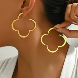 Temperament Flower Outline Earrings Gold Color Chic Sweet Metal Earrings Fashion Trendy Hot Women's Jewelry Girl's Gift