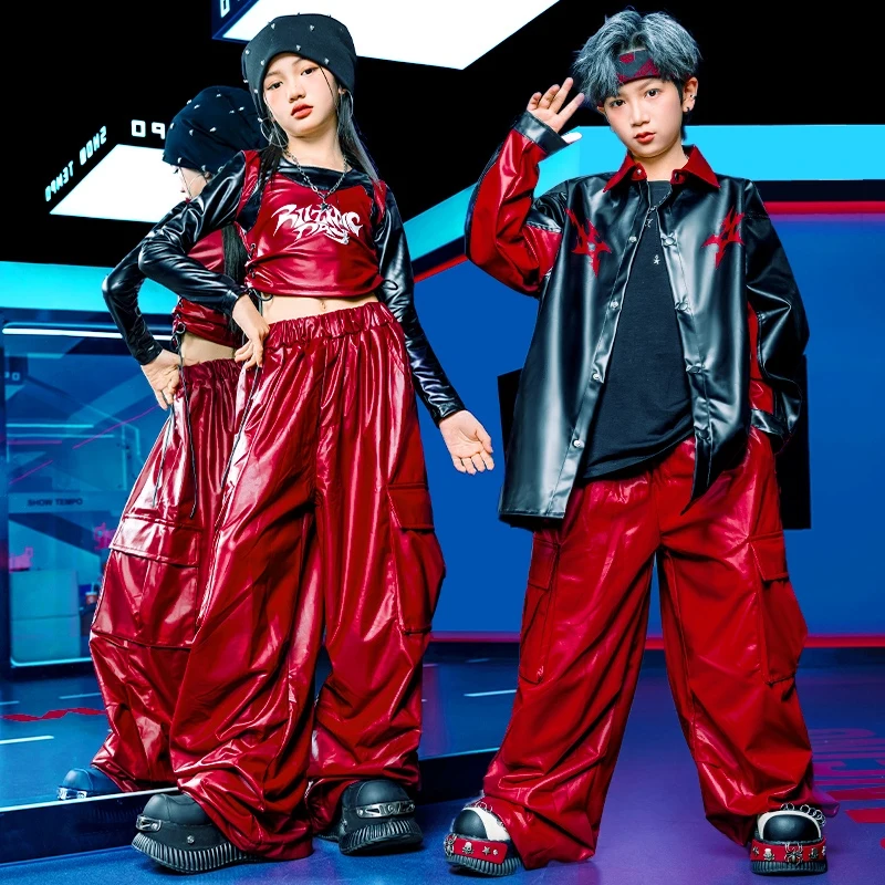 costume-de-danse-hip-hop-pour-enfants-hauts-en-cuir-manteau-et-pantalon-pour-garcons-vetements-de-danse-de-rue-tenues-de-danse-jazz-pour-filles-bl18113-2025