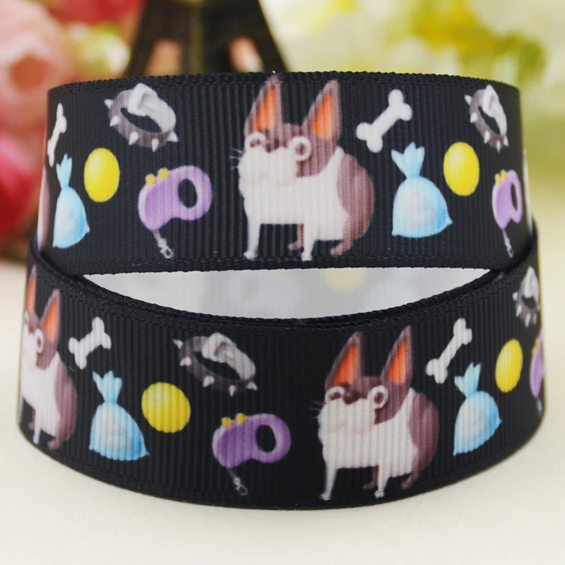 22mm 25mm 38mm 75mm dog pattern cartoon printed Grosgrain Ribbon party decoration 10 Yards satin ribbons