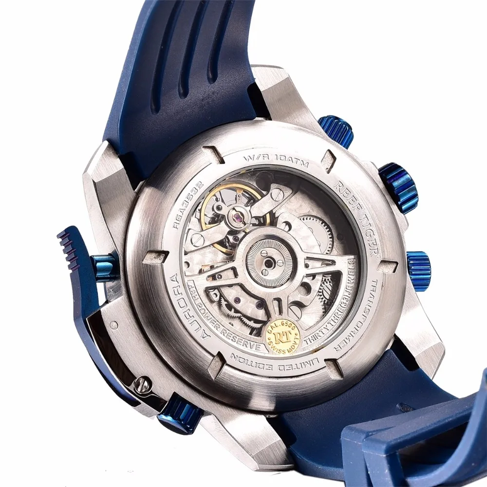 Reef Tiger/RT Sport Watch Men Big Rose Gold Transformer Edition Waterproof Military Watches Mechanical Wrist Watch RGA3532