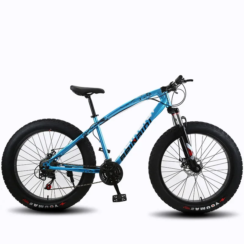 For Leopard 26 Inch 7 Gear Shock Big Tyre Double Disc Brake Snowmobiles Mountain Bike Fat Tyres Beach Bicycle