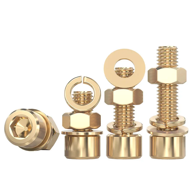 

Pure copper hexagon socket screws, nuts, bolts, screw caps, flat washers, spring washers, gasket complete set, accessories