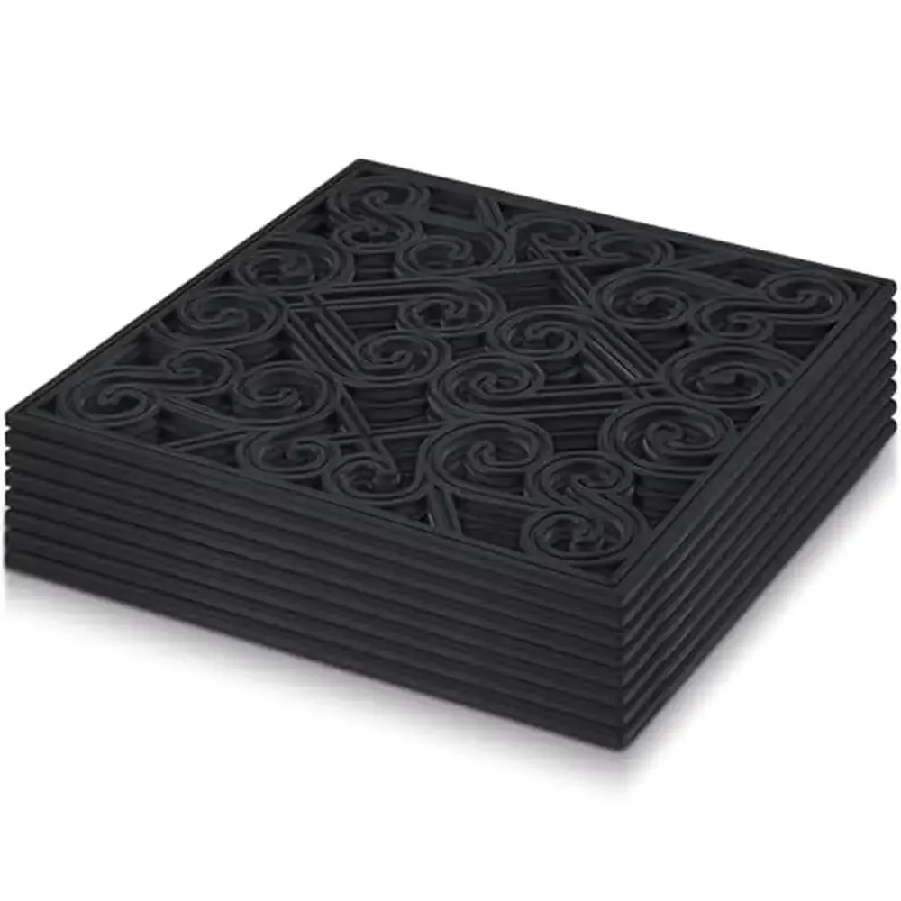 Rubber Stepping Stone Tiles Outdoor Garden Path Mats 15x15 Retro Design 8 Pack