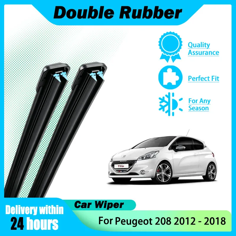 Car Front Windshield Wiper Blades For Peugeot 208 2012-2018  26"+16" Windscreen Rubber Auto Replacement Accessories