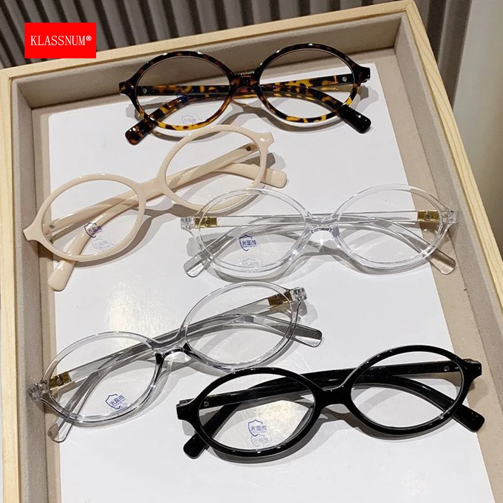 

KLASSNUM Y2K Transparent Glasses Women Retro Oval Frame Anti Blue Light Eyeglasses Glasses Ladies Trend Computer Eyepiece 2025