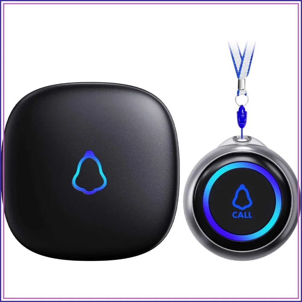 

Caregiver Pager: Wireless Call Button for Seniors, SOS & Receiver, Emergency Alert System for Home, Nurse Call Help Alarm