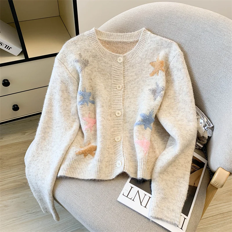 

Женский повседневный свитер с круглым вырезом и длинными рукавами, зимний Y2K, американский уличный эстетичный модный милый топ в стиле ретро, теплый свитер 2025