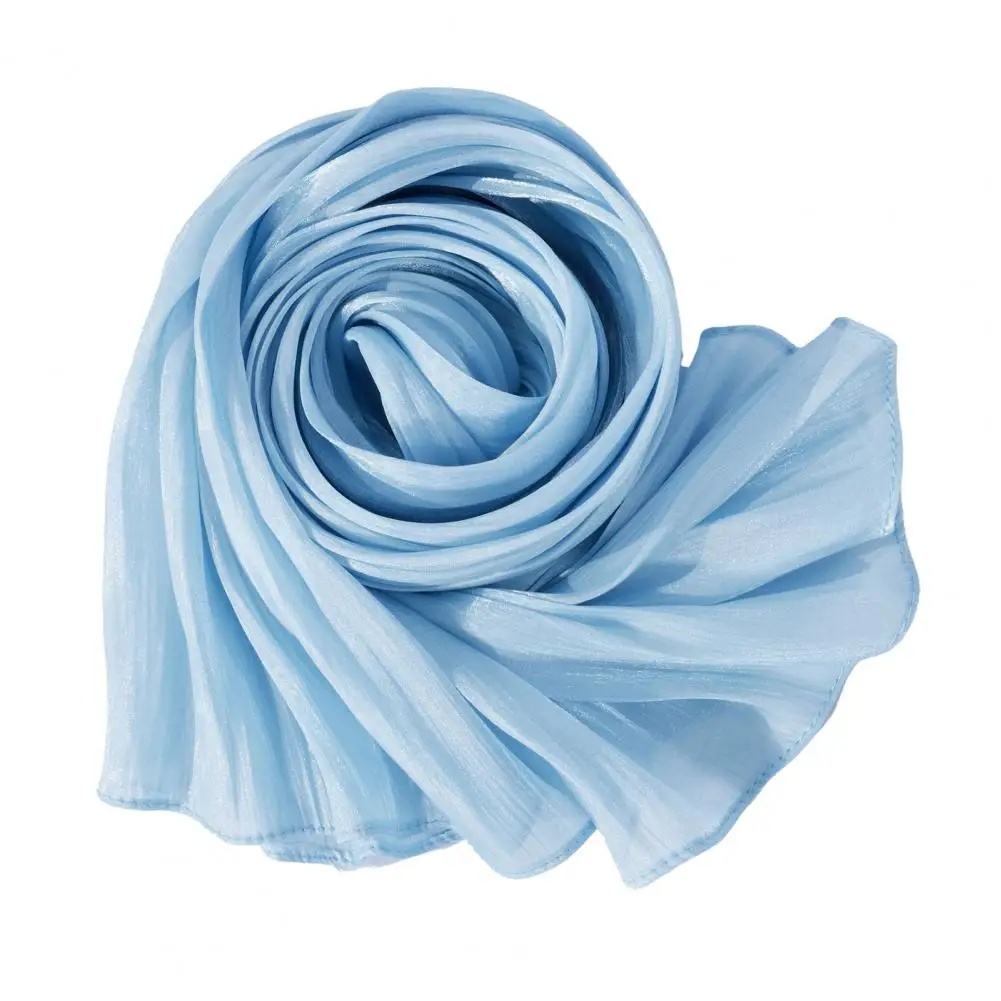 Island Satin Scarf Women Turban Large Size Long Scarf Satin Crepe Fabric Breathable Soft Headscarf Sun Protection Shawl