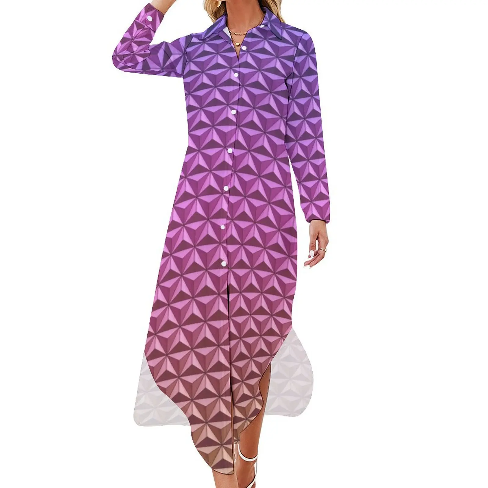 

Geodesic Sphere at Night Long Sleeved Shirt Dress prom dresses luxury evening dresses 2024