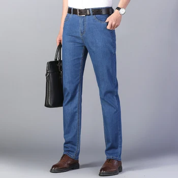 Summer New Elastic Men's Jeans Fashion Comfortable Business Straight Stretch Cotton Casual Denim Pants Brand Male Thin Trousers 6 Summer New Elastic Men's Jeans Fashion Comfortable Business Straight Stretch Cotton Casual Denim Pants Brand Male Thin Trousers 6
