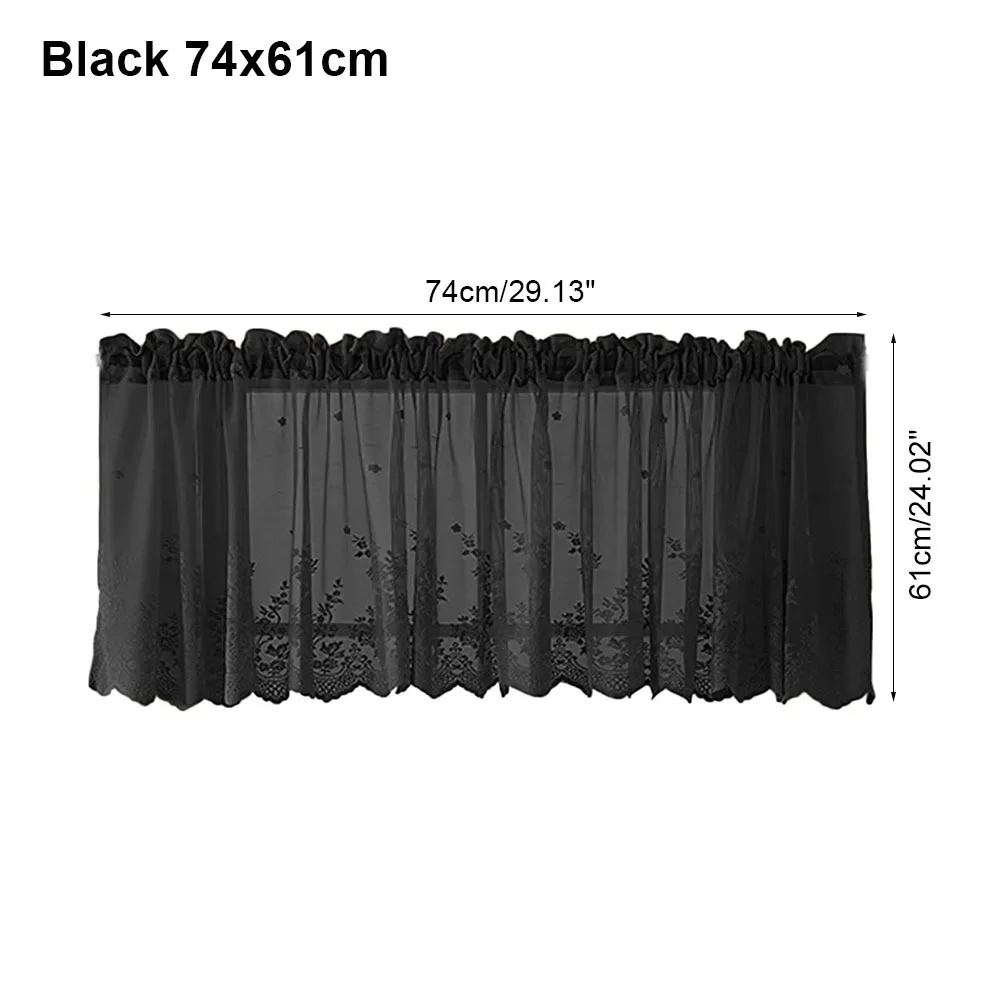 1Pcs New Modern Coffee Short Curtain Jacquard Valance Lace Hem Window Curtain Lace Small Curtain Home Decor