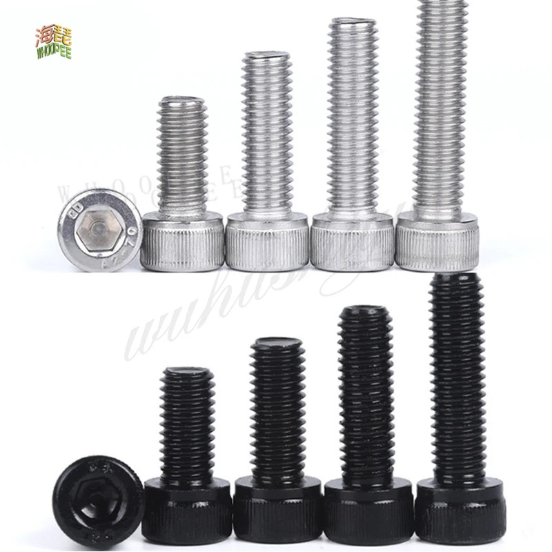 10szt M3 M4 M5 M6 M8 304 A2 Stal nierdzewna czarna klasy 12.9 DIN912 Śruba imbusowa z łbem sześciokątnym L=4-60mm