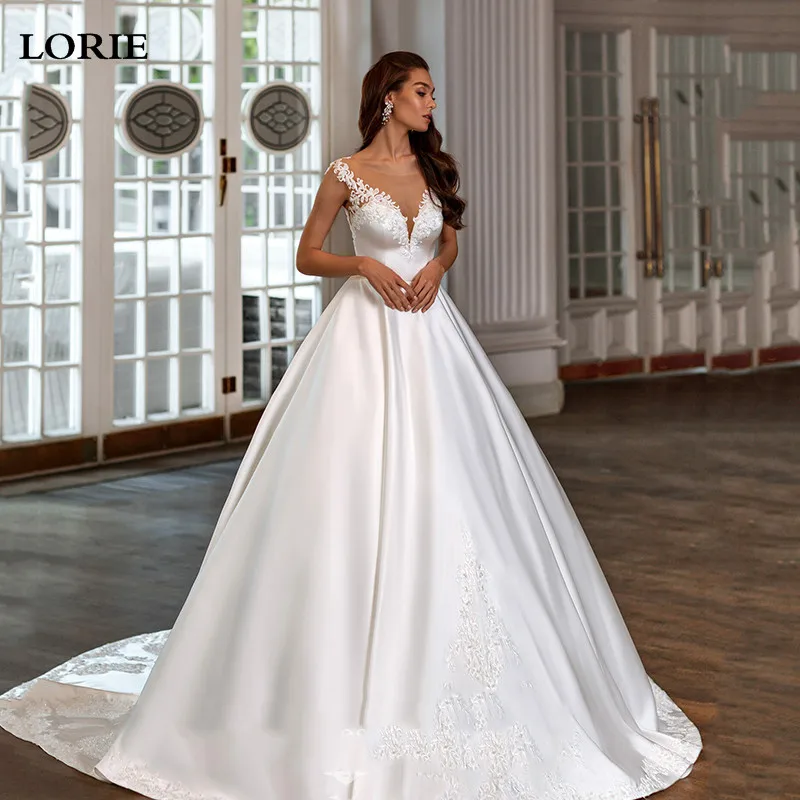 LORIE Lace Wedding Dresses A line Appliques Bridal Gowns Elegant Pleats Sweetheart Wedding Party Gowns 2023