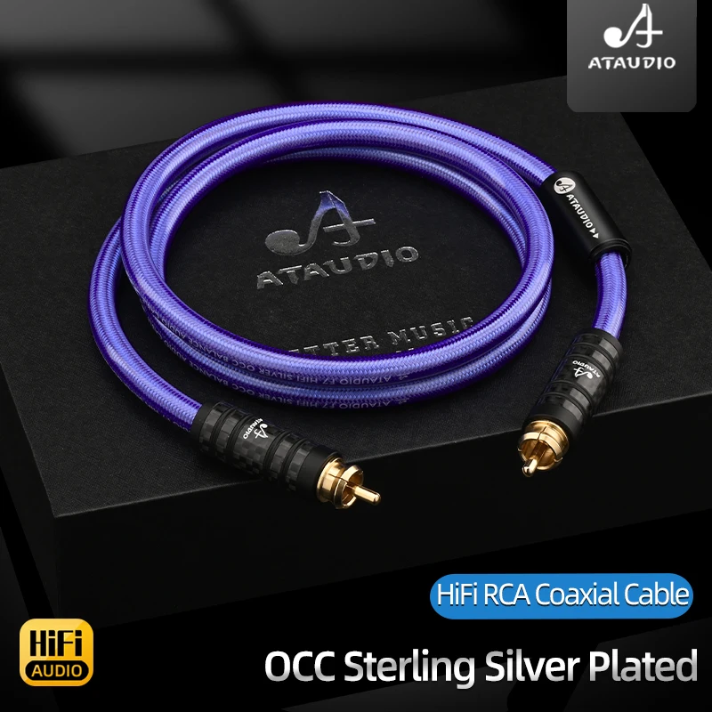 HiFi OCC Silver-plated Digital RCA Coaxial Cable Hi-end 75Ω SPDIF Coaxial RCA to RCA Stereo Subwoofer Audio Amplifier Cable