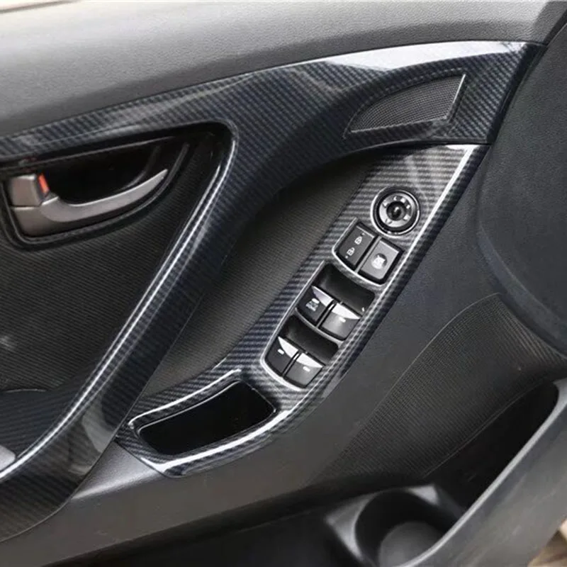 For Hyundai Elantra 2012 2013 2014 2015 2016 Carbon Fiber Color Gear Panel Air Vent Cover Window Lift Sticker Car Styling