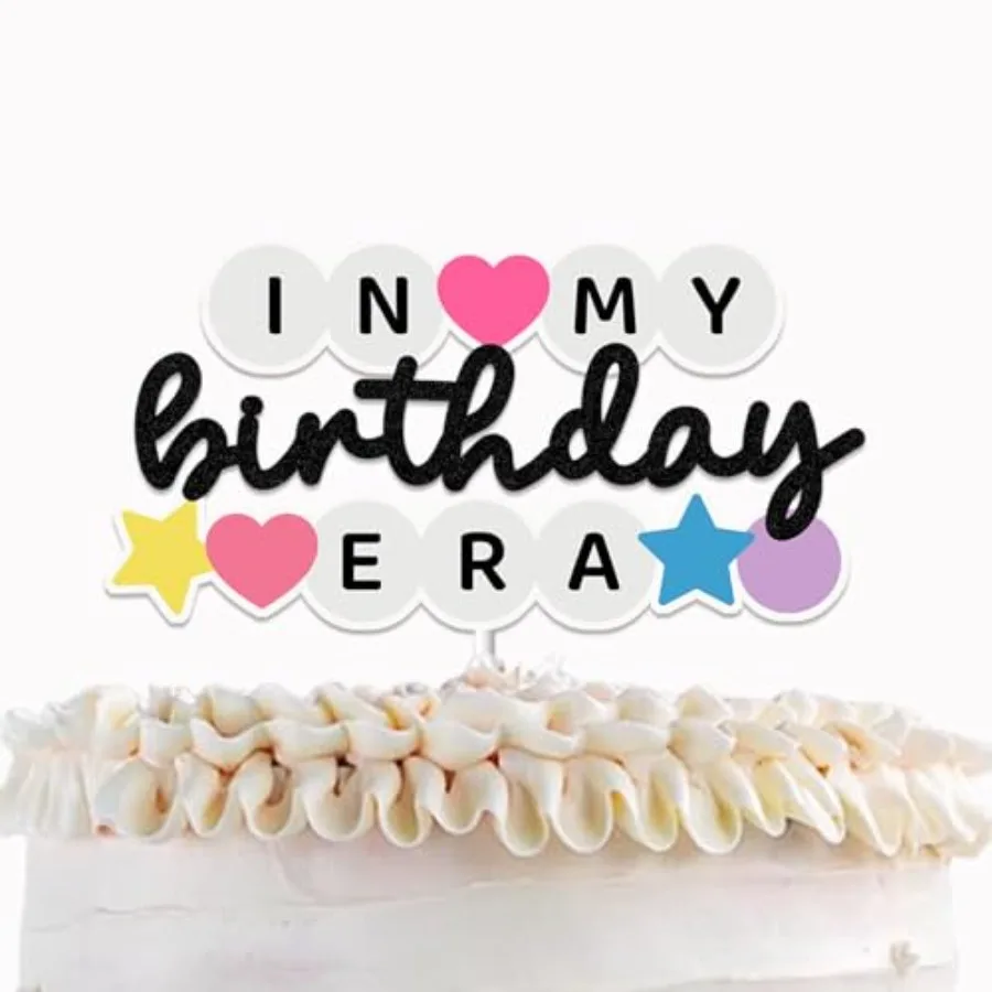 

Топпер для торта In My Birthday Era для певицы, украшения для дня рождения, микрофон, вентилятор, браслет дружбы, декор