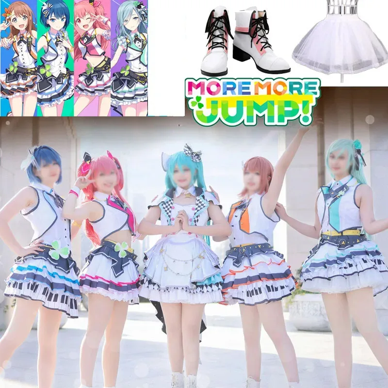 Project Sekai Косплей Красочная сцена MORE JUMP Kiritani Haruka Hanasato Minori Momoi Airi Hinomori Shizuku Костюм Парик Комплект обуви