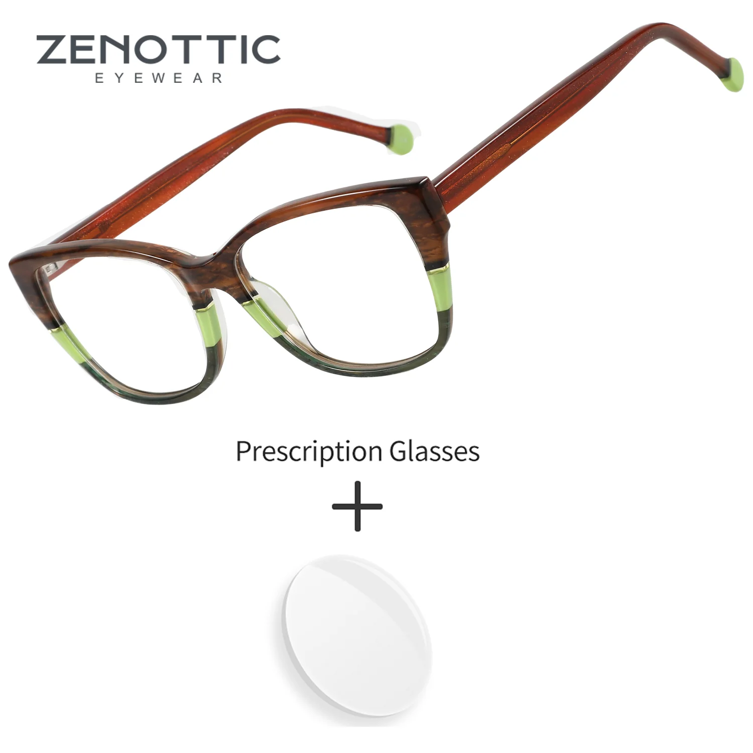 

Очки ZENOTTIC ручной работы из ацетата, квадратные, для женщин, с защитой от синего света, фотохромные, прогрессивные, для коррекции близорукости