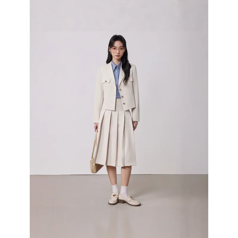 

Gray women's suit set for spring and autumn, suitable for commuting and professional settings, elegant two-piece outfit for work