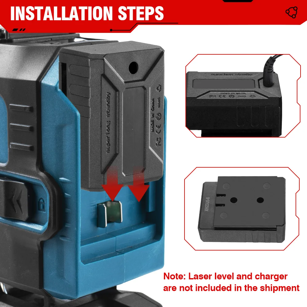 4000mAh Rechargeable 4.2V Lithium Battery High Powerful For 8Lines 12Lines 16Lines Laser Level Push Universal Battery