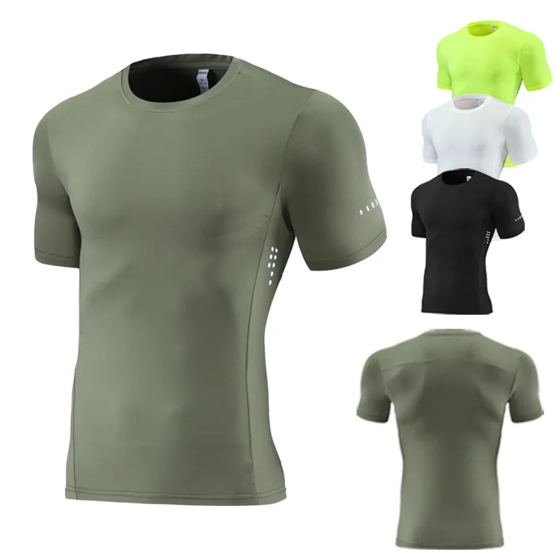 

Fitness Men T Shirts Gym Training Summer Quick Dry Sports Tops Bodybuilding Breathable Running Workout Tee