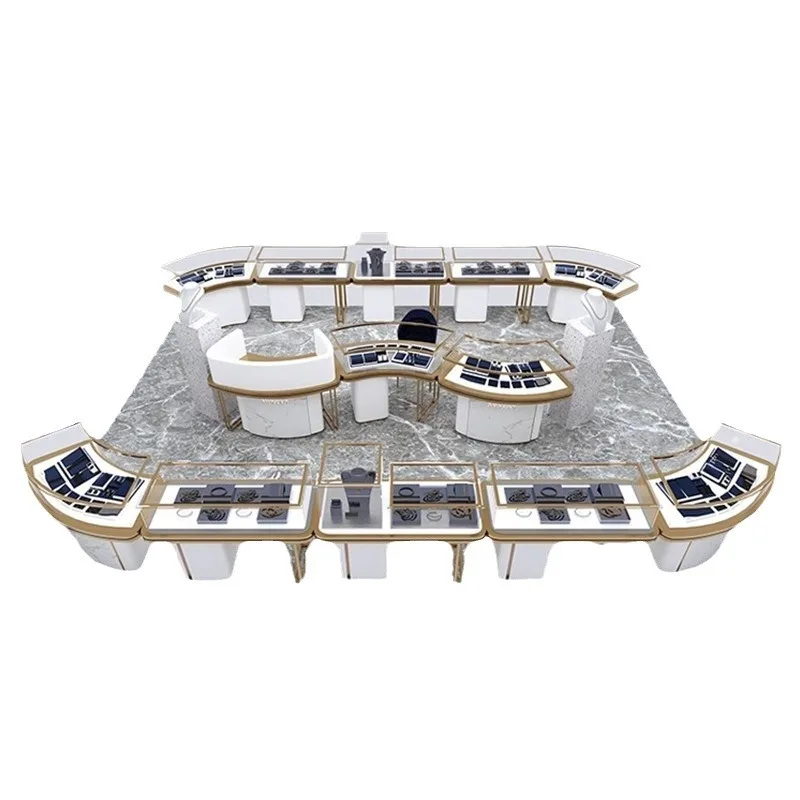 

Jewelry display case, curved stainless steel display case, glass