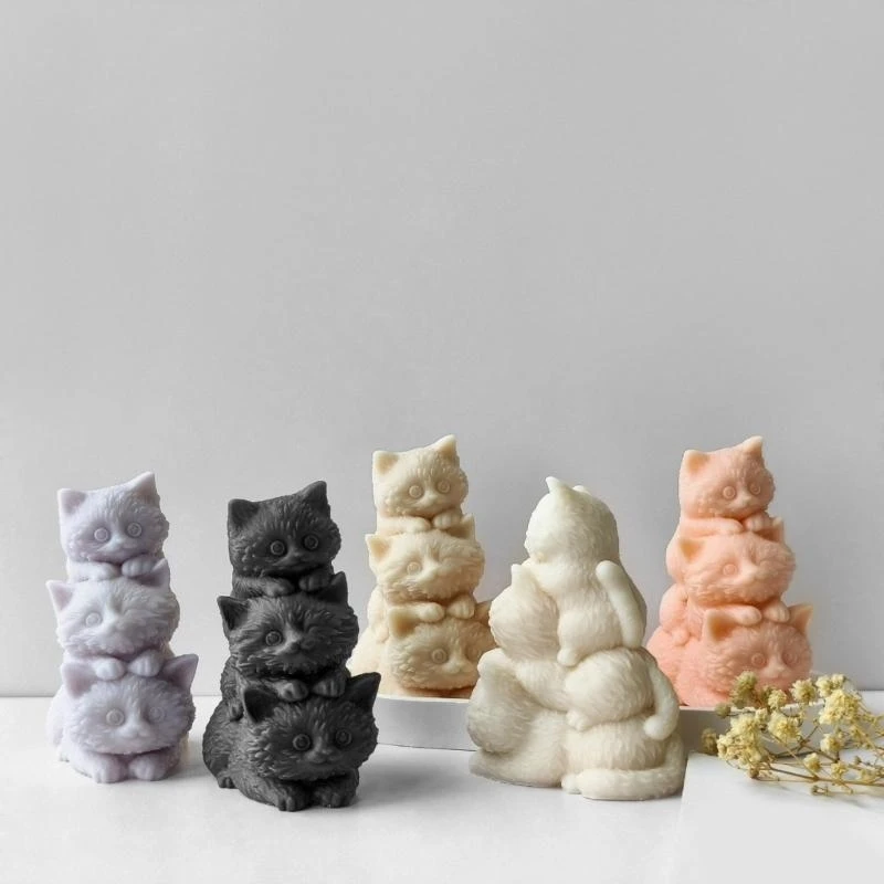 Practical Sturdy Silicone Lovely Cats Stand Molding Set Craft Supplies