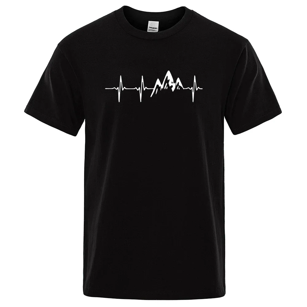 Mountain Ecg T Shirt Summer Men Women Short Sleeve T-Shirt Funny Hip Hop Tees Tops Clothing Electrocardiogram Tshirt 80326