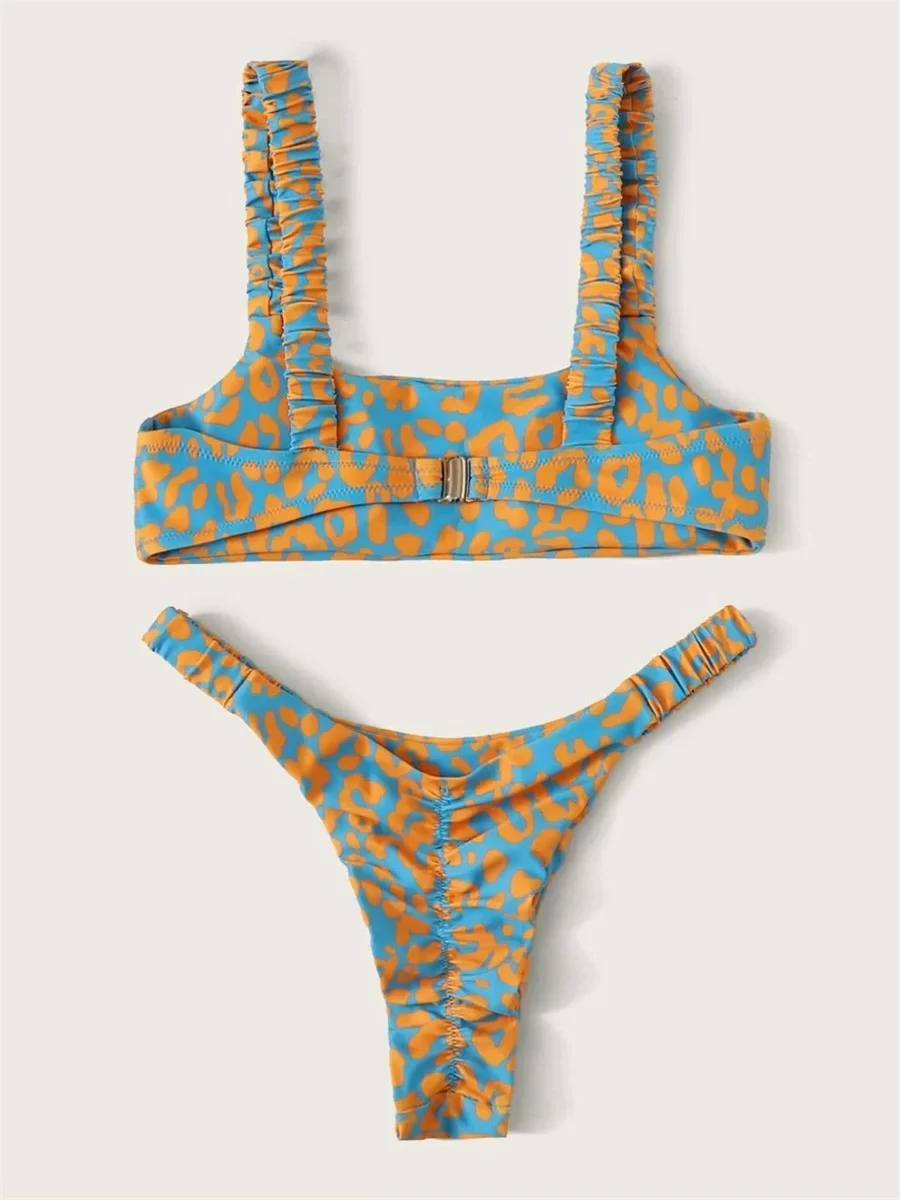 Sexy Micro Bikini 2024 Women Orange Leopard Push Up Padded Thong Swimsuit Female Cut Out Bathing Suit Swimwear Trajes De Baño