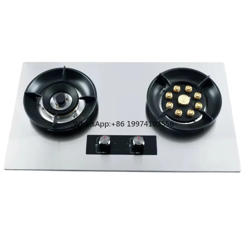 Estufa de gas china con doble quemador, superficie de vidrio de acero inoxidable de alta calidad, gran oferta, 2021