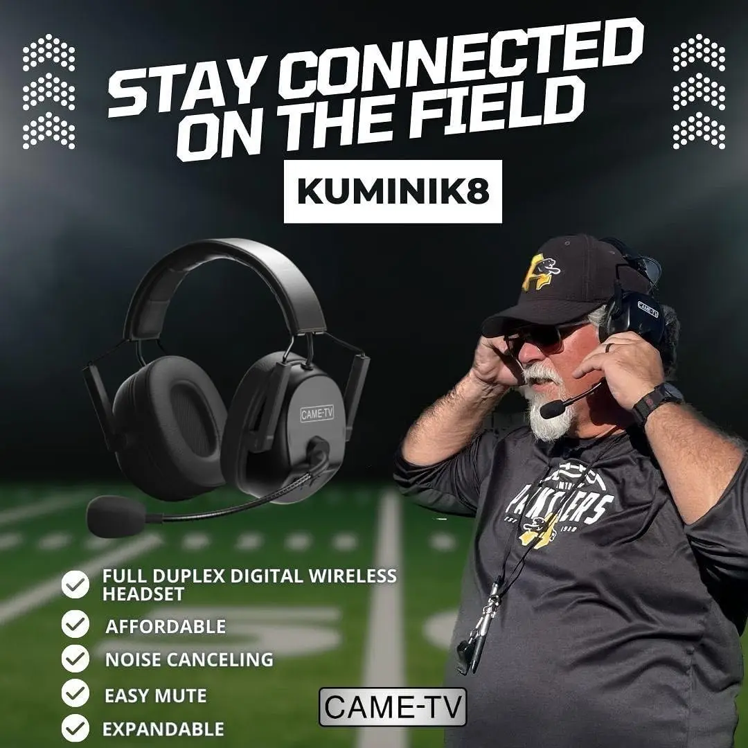 CAME-TV Kuminik8 1.9G Dual Ear Duplex Digital Wireless Headset Foldable 14 Pack Intercom  Wireless Transmission communicator