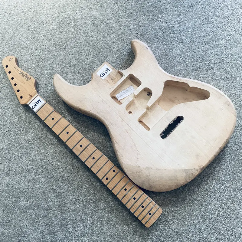 

CN329CB329 DIY Guitar Kits Unfinished ST Electric Guitar Body with Neck One Sets No Paints Replace Use