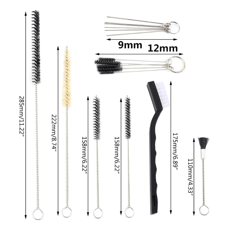 Set completo spazzole per pulizia da 17 pezzi pulizia per pistole a spruzzo con aerografo manutenzione per