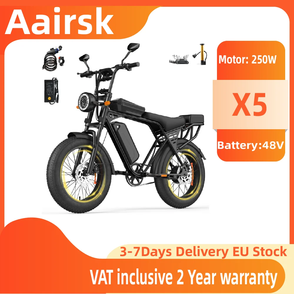 Aairsk X5 Erwachsenen-Elektrofahrrad 250W Motor 48V15Ah Akku Elektro-Mountainbike 20 Zoll Fat Tire Allterrain-Elektrofahrrad
