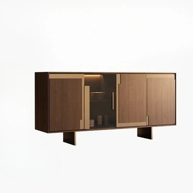 

Medieval style solid wood dining side cabinet Italian light luxury storage household storage log style living room wall cabinet