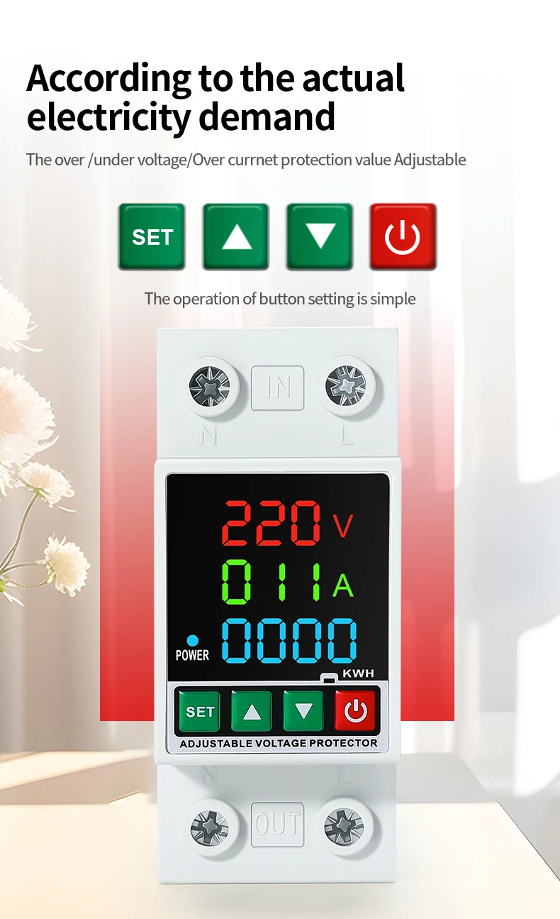 40A 63A 230V Din-schiene Einstellbare Überspannung Und Unter Spannung Schutz Gerät Schutz Relais Überstrom Schutz Grenze – Detail 5