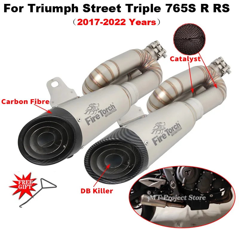 

Slip On For Triumph Street Triple 765 S R RS 2017 - 2022 Motorcycle Exhaust Escape Modified Carbon Fiber Muffler Moto DB Killer