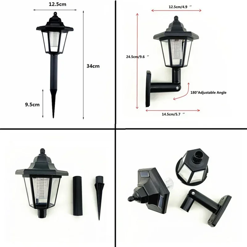 Solar Led Outdoor Lighting Retro Lantern Hexagonal Solars Lights Outdoor LED Solar Sconce Wall Lamp Garden Decor Solar Spotlight