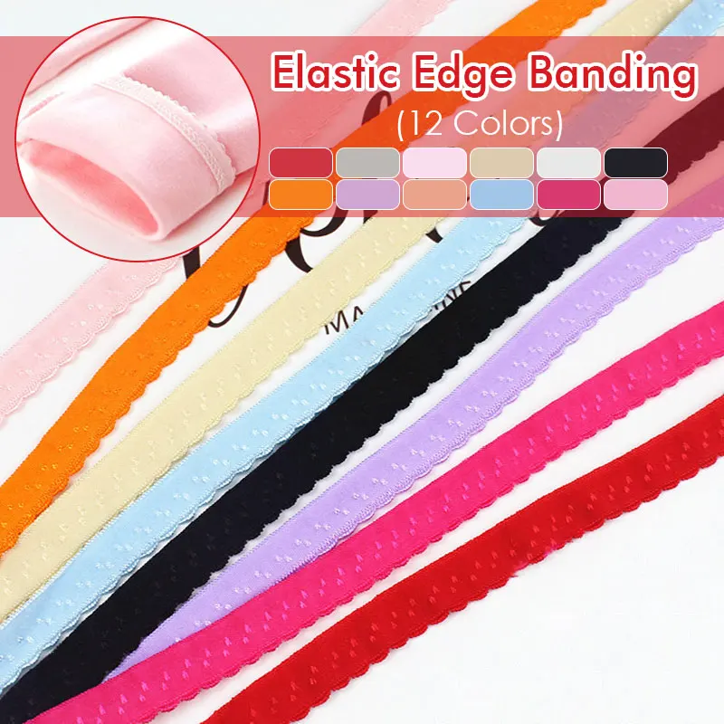 50 Yards 11Mm Elastic Banding Lace Trims Binding Edging Ribbon Sewing Diy Headband Underwear Lingerie Accessory