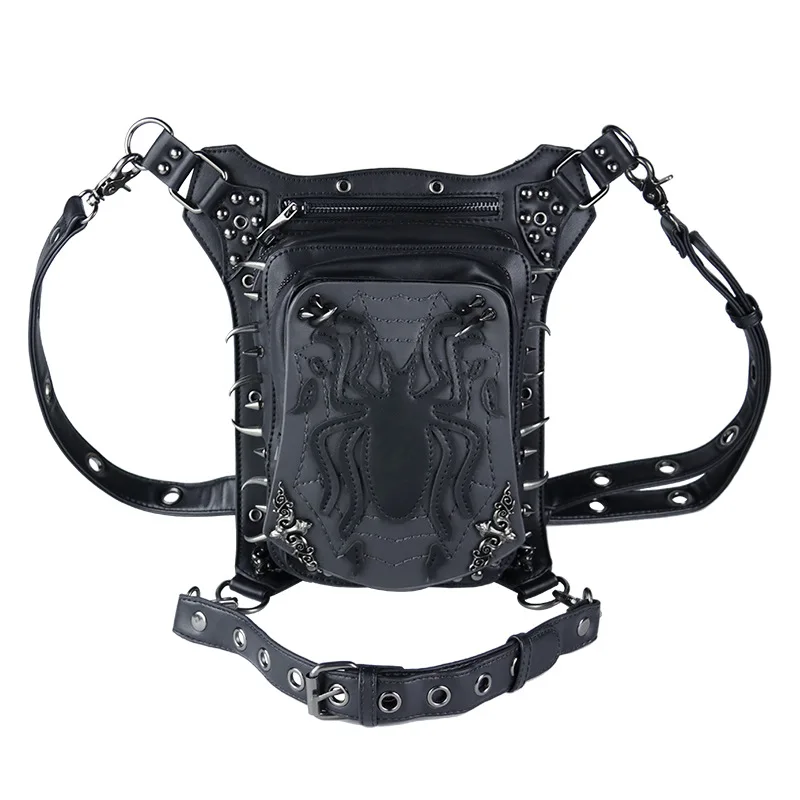 Punk Waist Bag Personalized One-shoulder Diagonal Locomotive Fanny Pack Men's Belt Bag Chest Bag Leg Bag Handbag Purse Women Bag