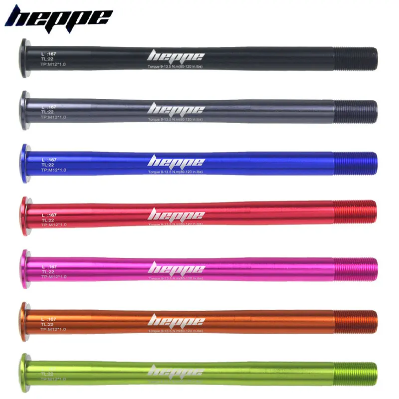 HEPPE MTB Road Bike Thru Axle Rear Hub Shaft Skewer 12x142/148 Wheel Hub Shaft Axis Multicolor Thru Axle 156/160/162/167mm M12