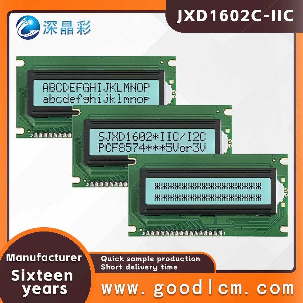 Russian language Small size IIC/I2C character LCM display module JXD1602C FSTN White Positive LCD1602 LCD dot matrix screen