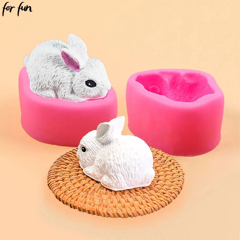 For Fun DIY 3D Rabbit Car Mounted Aromatherapy Gypsum Candle Silicone Molds Handmade Soap Resin Mold Flipping Sugar Baking Molds