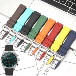 20 21 22mm Fluorine Rubber Strap Suitable for IWC Big Pilot Replacement Watchband Sport Waterproof Folding Buckle Mens Bracelet