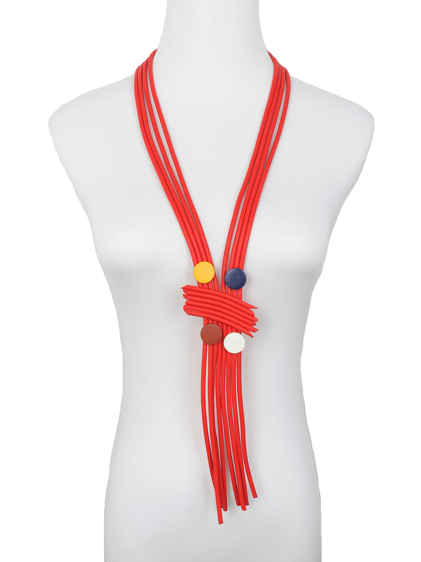 UKEBAY Neue Lange Quasten-Halsketten für Damen, Designer Handgefertigte Luxus-Anhänger-Halskette, Gummi-Schmuck, Holz-Accessoires Halsketten – Detail 7