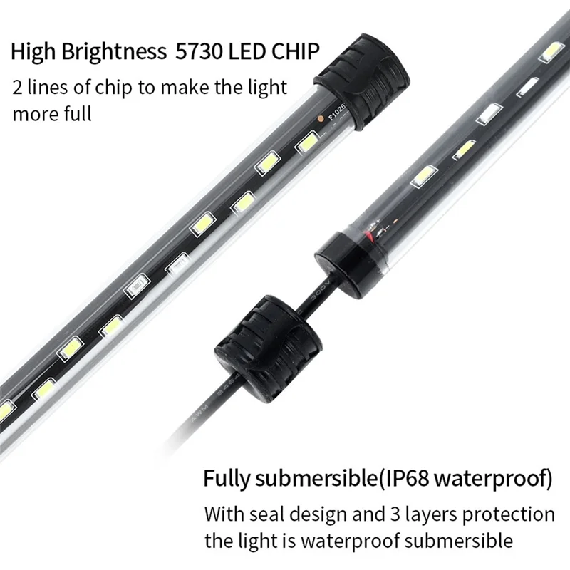 AT84-Aquarium Light LED Waterproof Fish Tank Light Underwater Aquariums Decor Lighting EU Plug