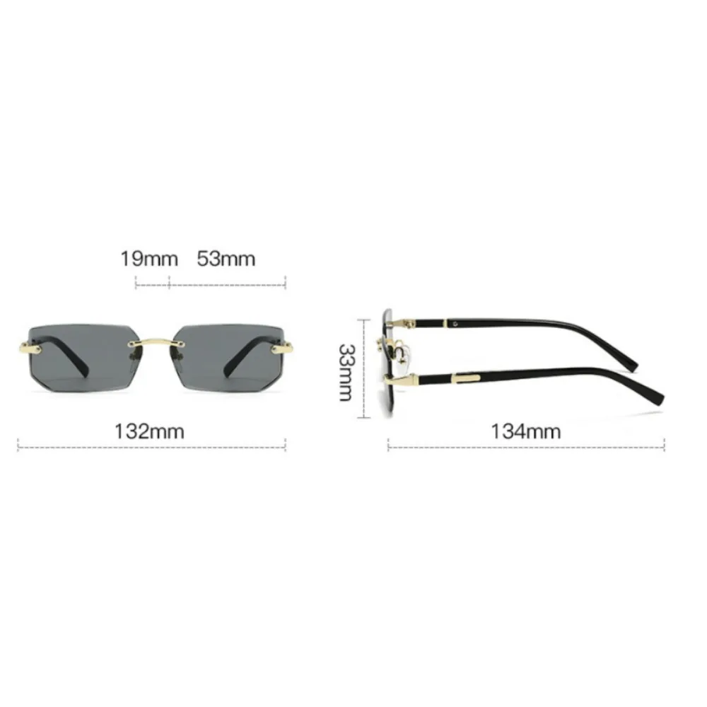 11PCS Two Sets of Combination Light Luxury Frameless Metal Sunglasses Set 5 Pairs of Thin Gold Edge Trimmed Sunglasses + 6 Pairs of Double Beam Solid Wood Legs Gradual Change Glasses Men and Women Business Driving Outdoor UV Protection, Random Color