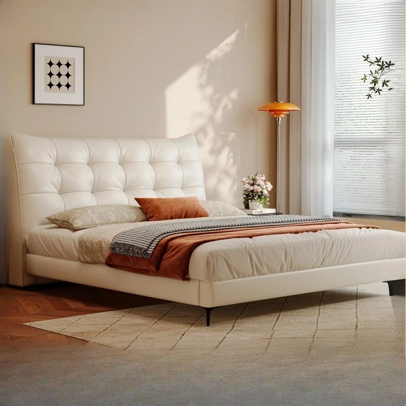 Limited-time specialShu Big black bear first-layer cowhide double master bedroom bed Small apartment soft bag leather bed