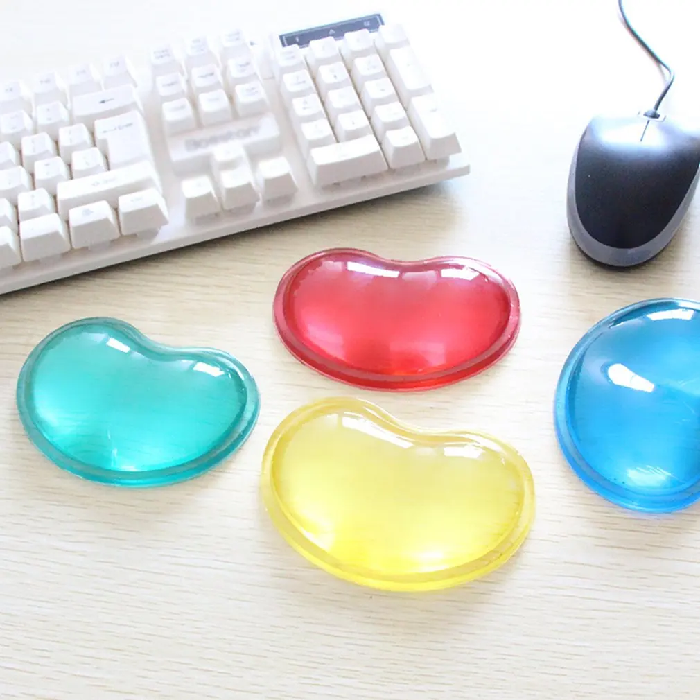 Silicone Heart Shaped Mouse Pad Mouse Wrist Cold Transparent Wrist Rest Support Pads Anti-Fatigue Transparent Gel Soft Wholesale